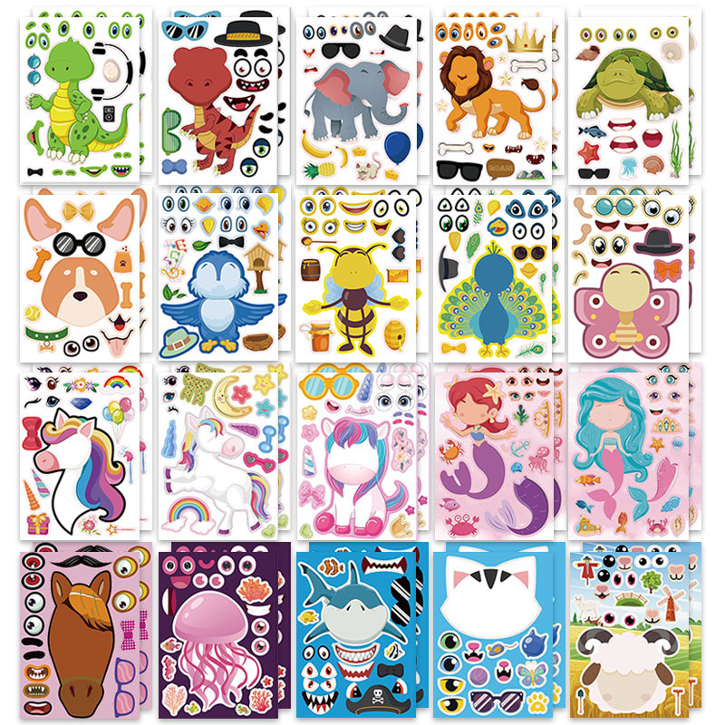 Art And Craft Zoo Animals - 12/24 ورقة اصنع ملصقات وجه حديقة