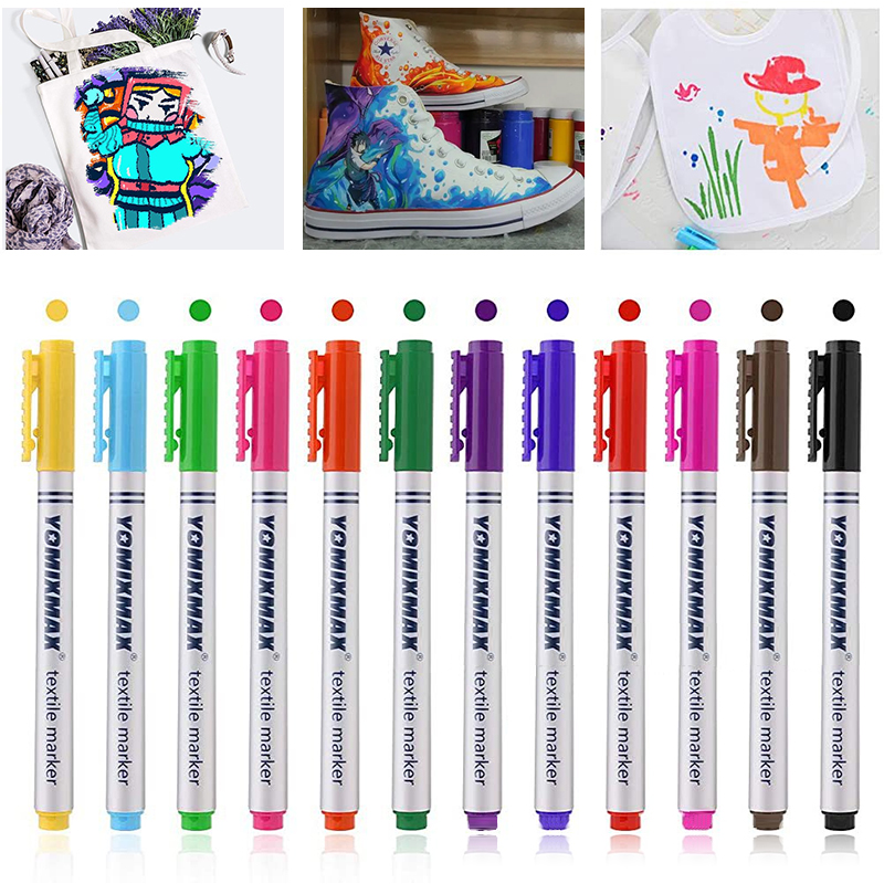 Art Craft Stationery - مجموعة أقلام تلوين للأقمشة بـ 12
