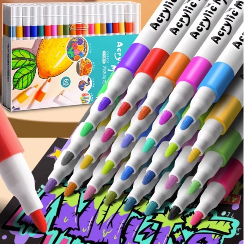 Art Craft Kindergarten - مجموعة أقلام تلوين أكريليك 12-80 لونًا