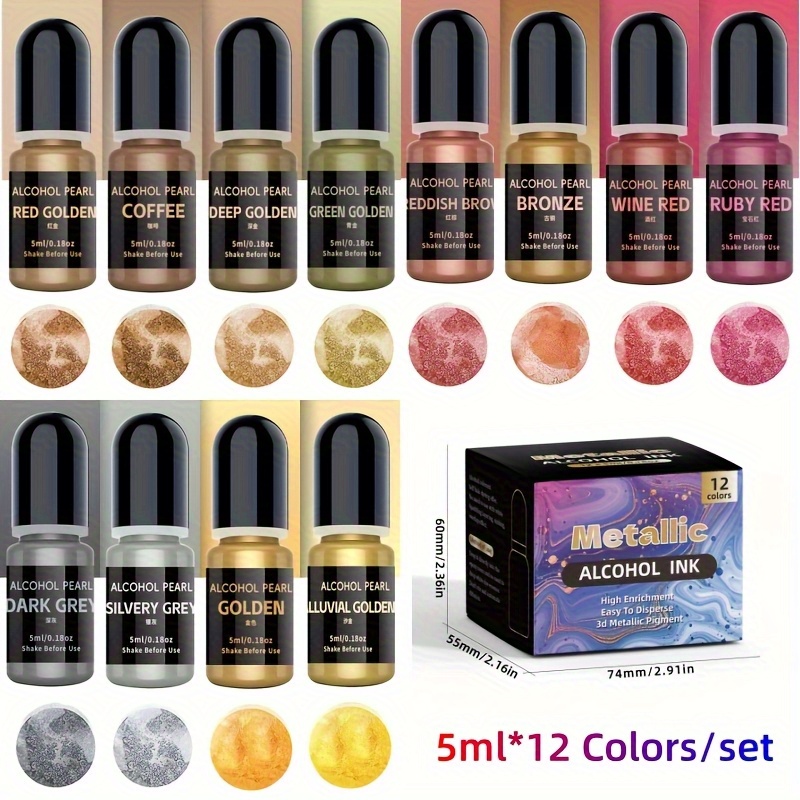مجموعة تجريد ملونة معدنية 12 م - مراجعة Alcohol Ink Set وسعره