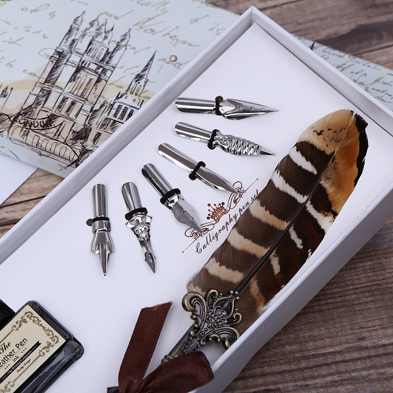 طقم قلم حبر ريشي عتيق مع ختم،  - مراجعة Art Craft Stationery وسعره