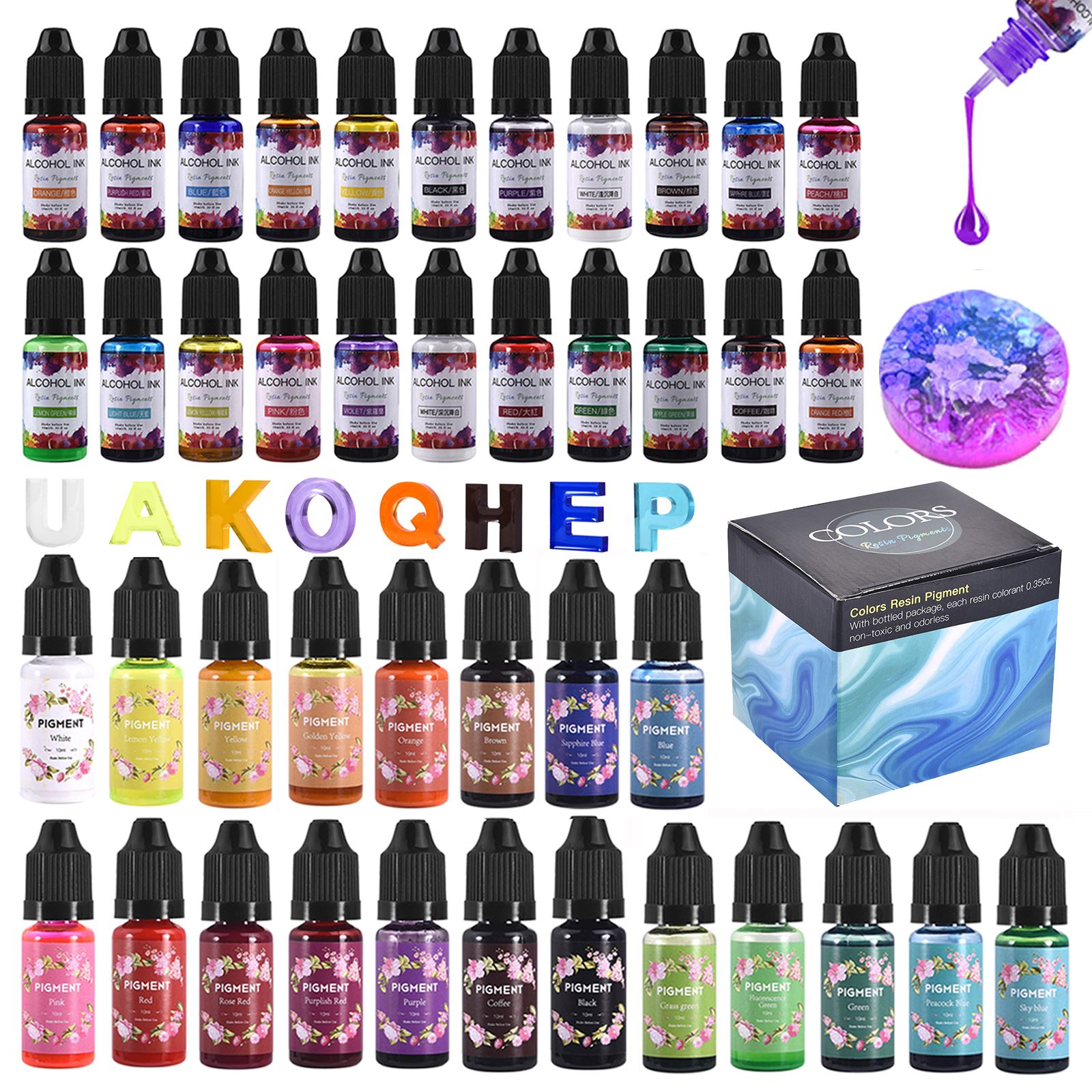 1 مجموعة الراتنج الصباغ عدة ال - مراجعة Alcohol Ink Set وسعره